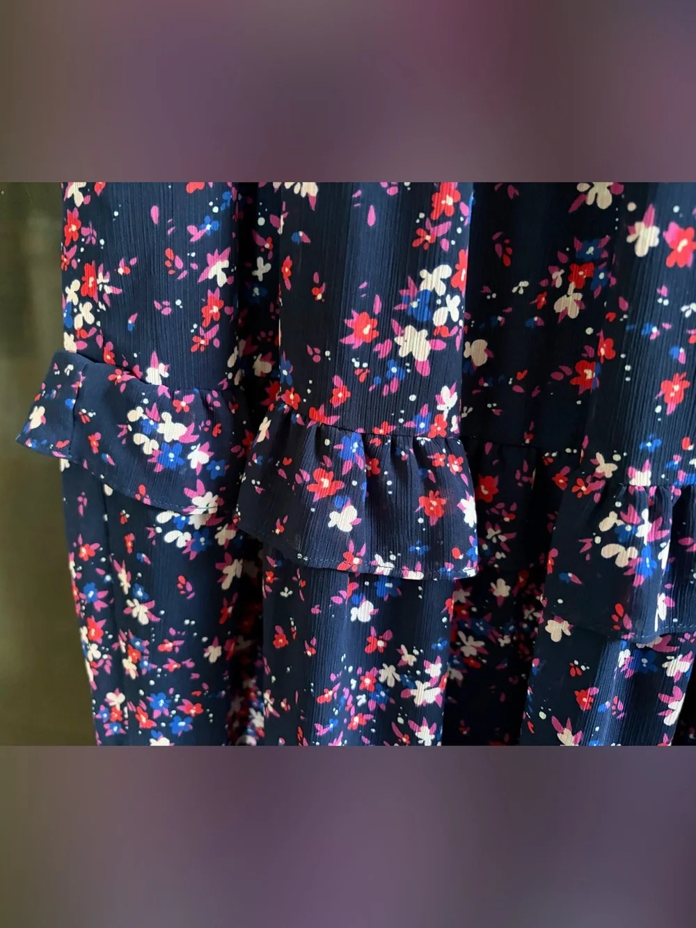 J Crew Boho Ditsy Floral Ruffled Tiered Romantic Cottagecore Maxi Dress EUC Sz 8